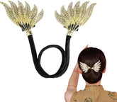 12 Pc Gold Wings Rhinestone Hair Bun Clip - Elegant Floral Metal Hair Bun Maker for Women’s Easy Twist Hairstyles